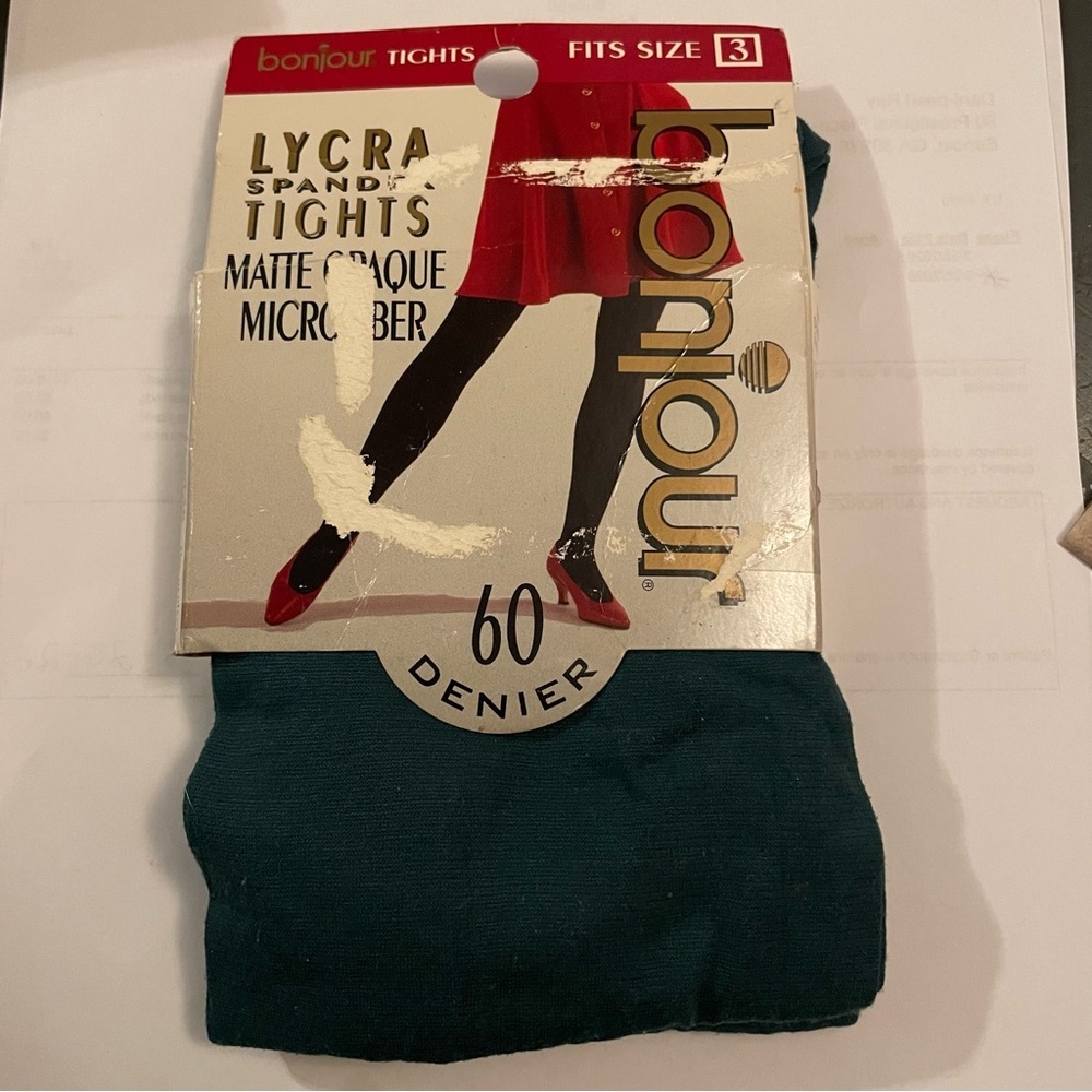 Green Lycra Tights SPANDEX TIGHTS pantyhose MATTE OPAQUE MICROFIBER size 3